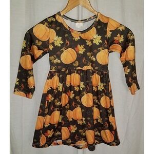Halloween Pumpkin Leaves Fall‎  4T Long Sleeve Dress Seasonal